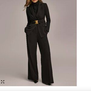 DONNA KARAN Black Label Wide Leg Pleat Front Dress Pants size 12
